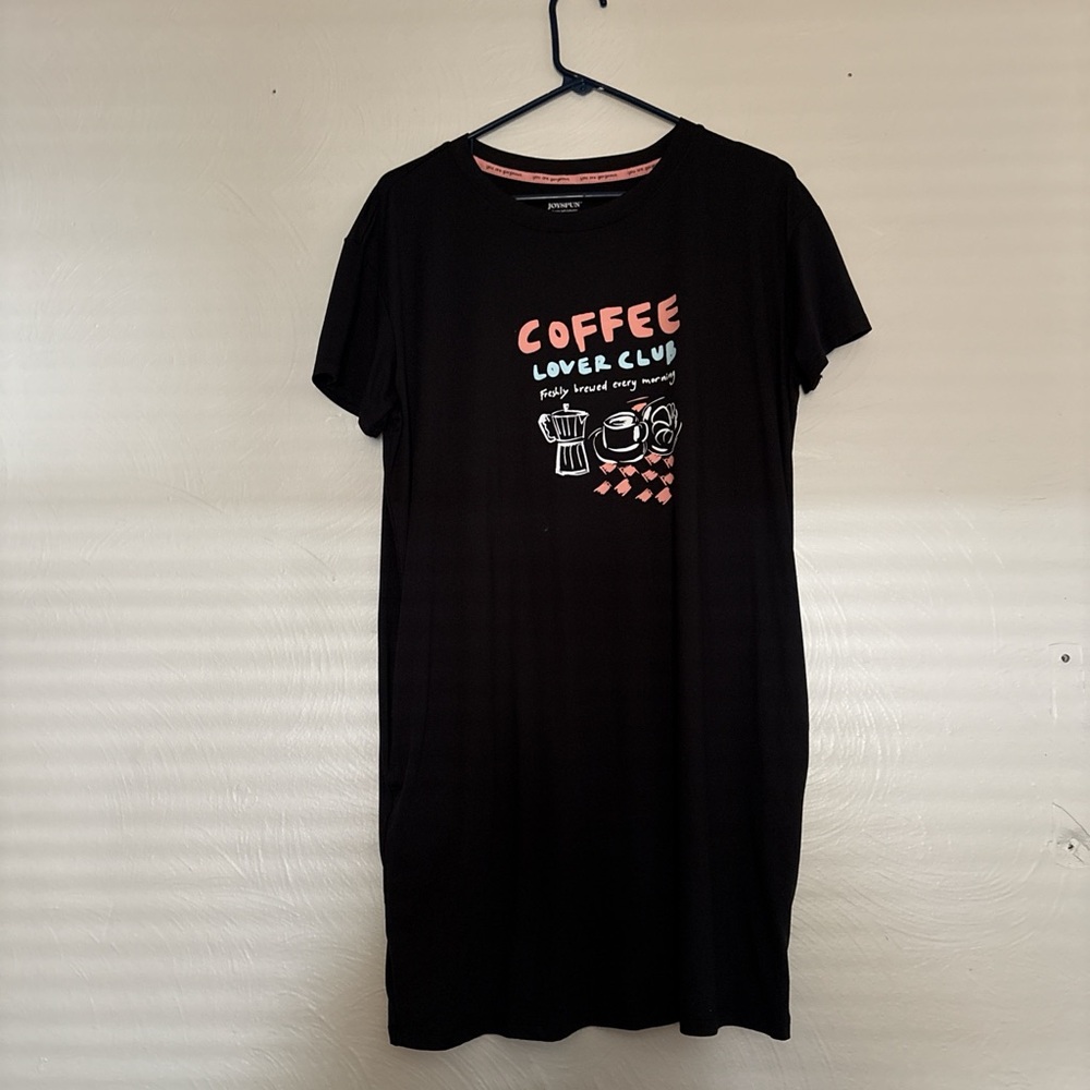 Coffee Lover Club Black Pajama Nightshirt